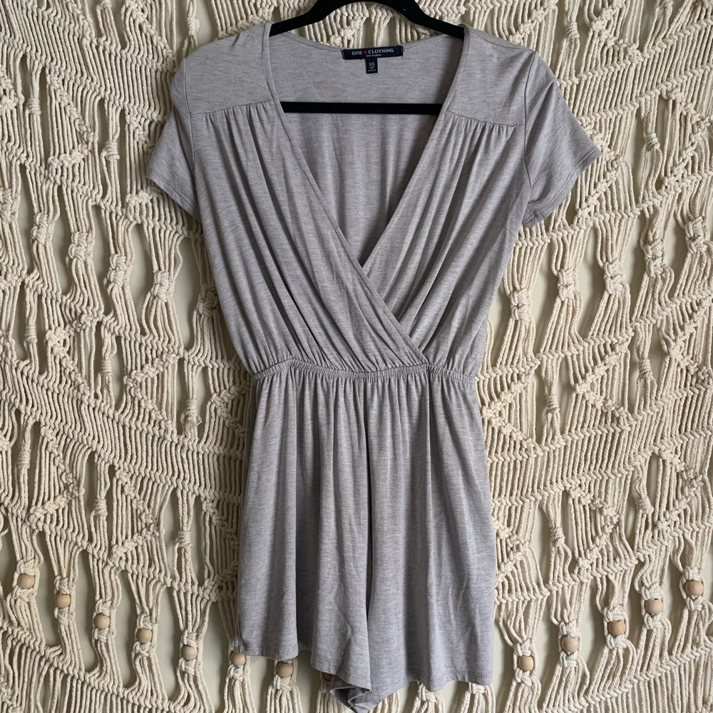 One Clothing tan short sleeve romper!
